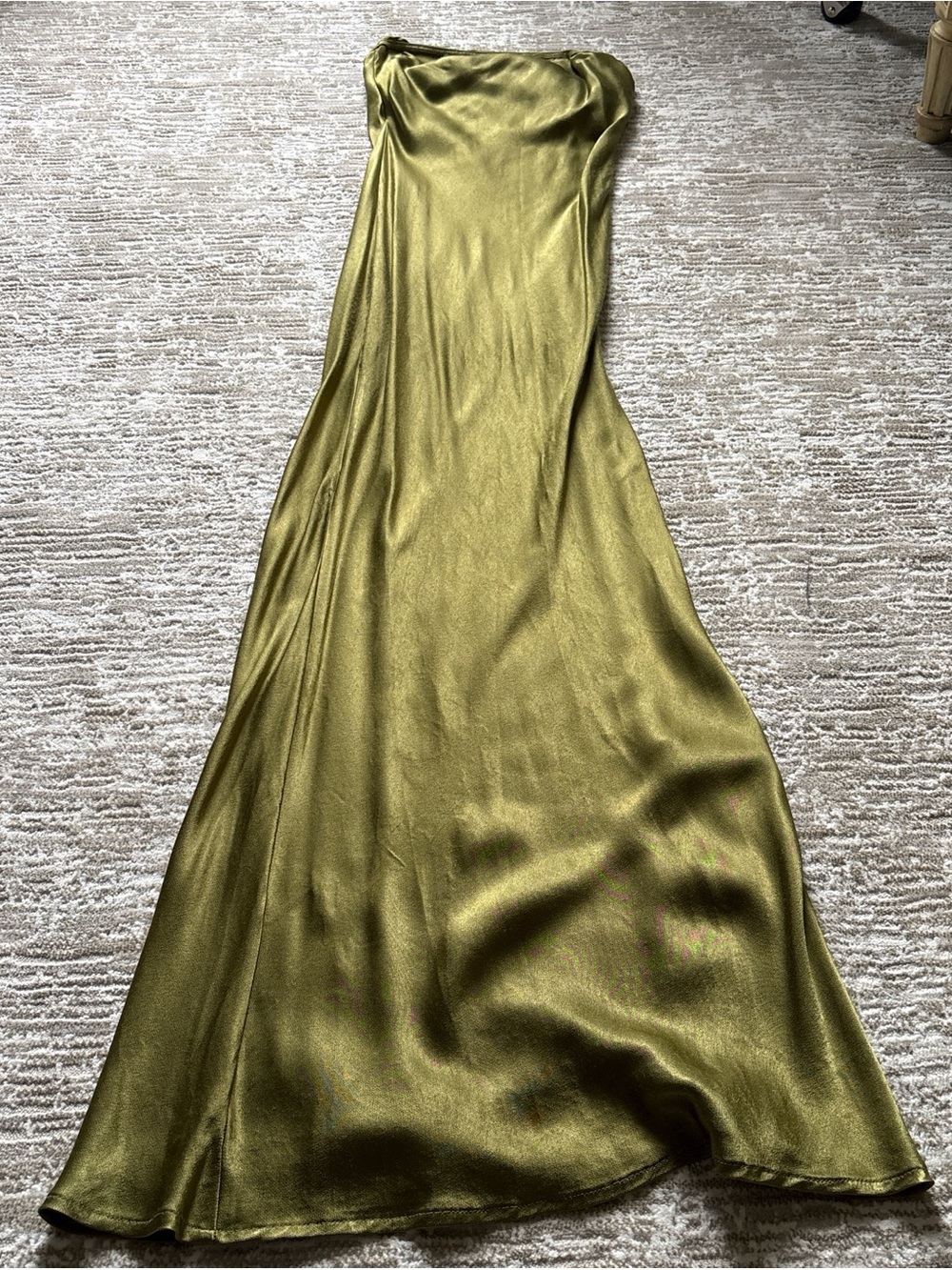 Strapless Olive Satin Slip Dress - Women